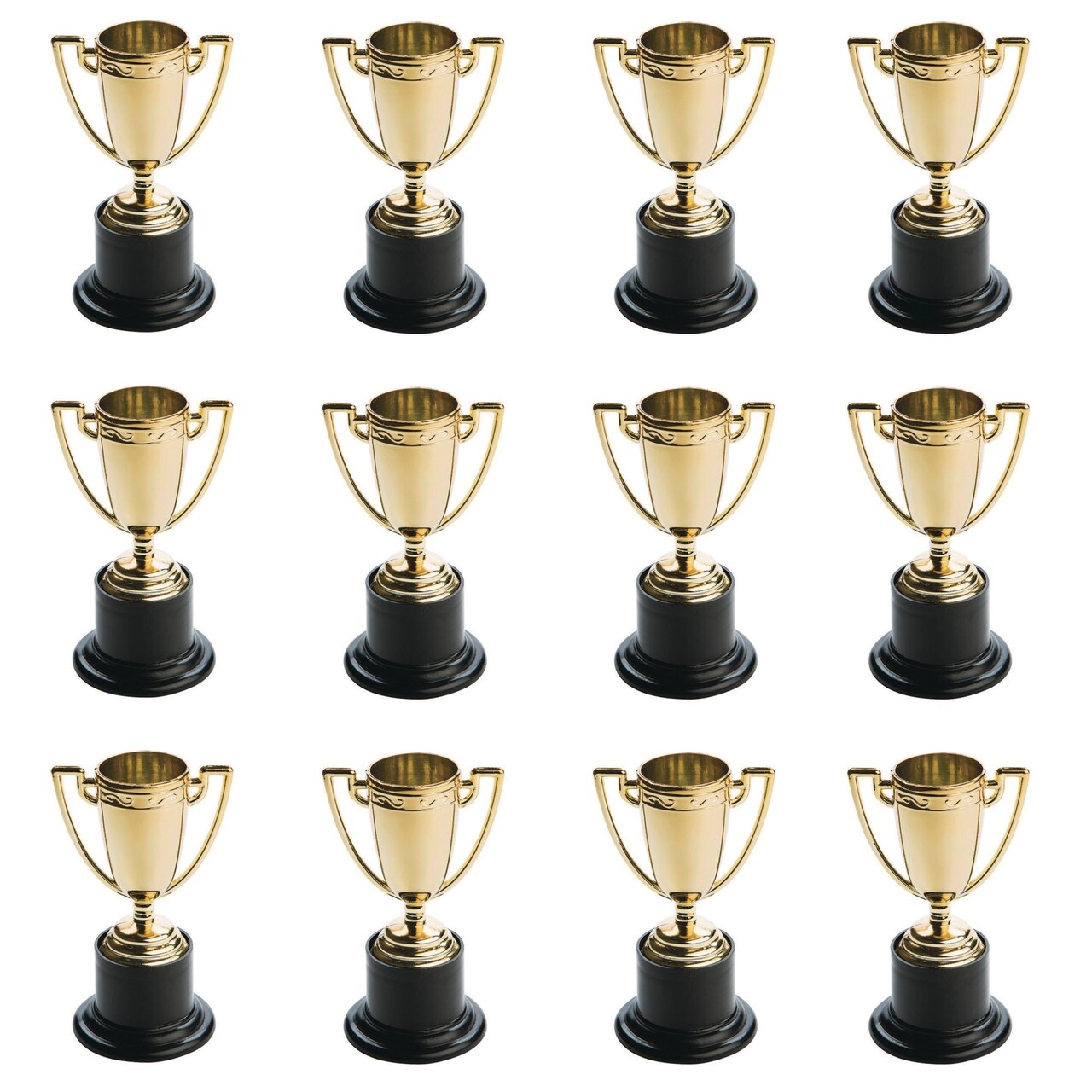 S&S Worldwide Golden Trophy Cups. 3.75" Mini Plastic Trophys Make Great Incentives for Kids, Classroom School Rewards, Sports Tournament Awards, Carnival Prizes, and Sport Theme Party Favors.